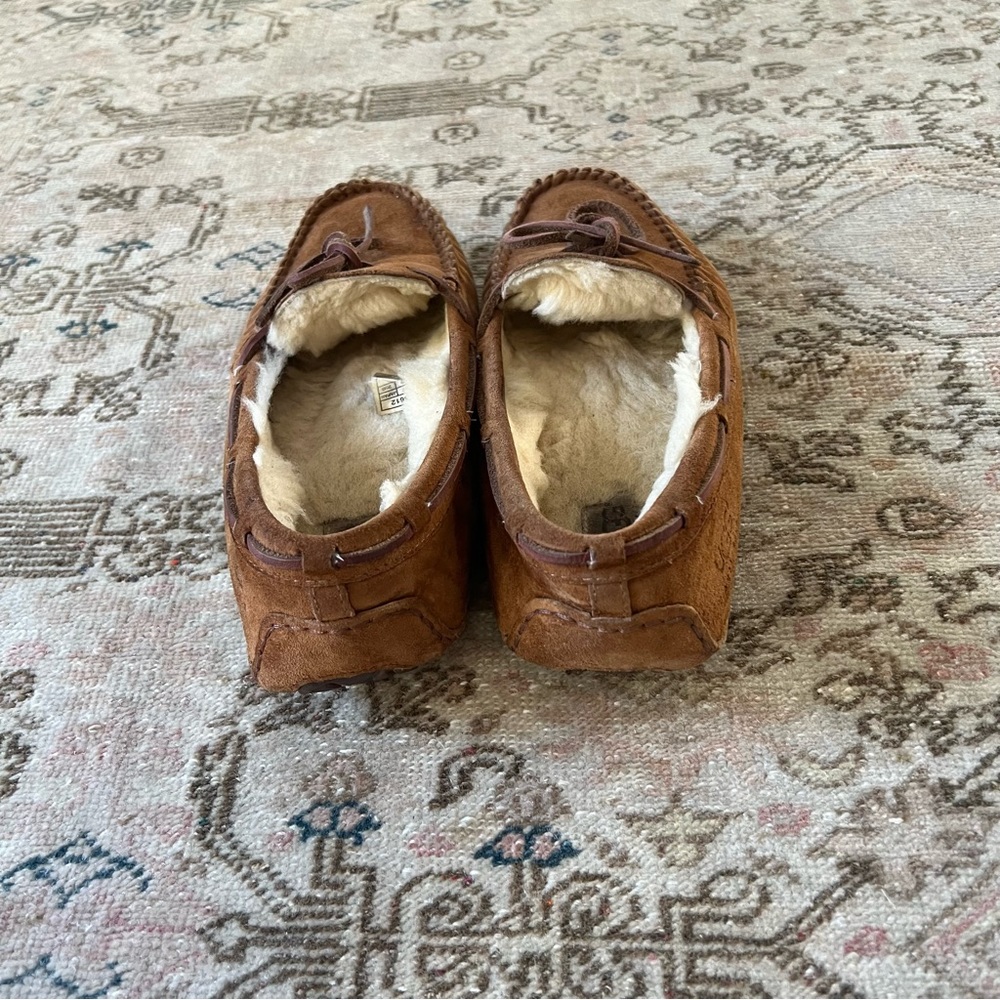 UGG Chestnut Brown Suede Moccasin Slippers with Shearling Lining - Picture 7 of 7